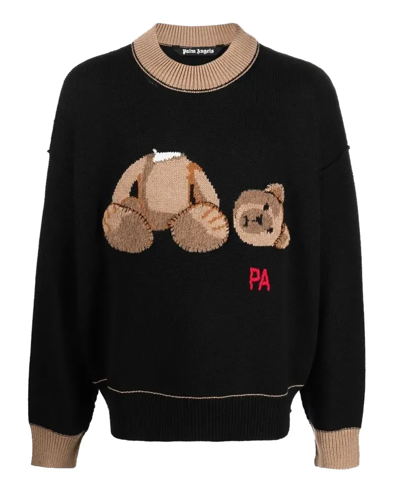 Palm Angels Intarsien-Pullover mit Teddy - Schwarz Schwarz