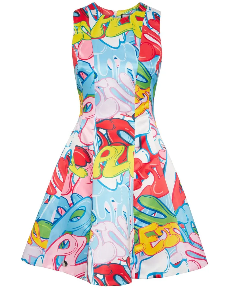 Philipp Plein Bombing Graffiti Minikleid - Blau Blau