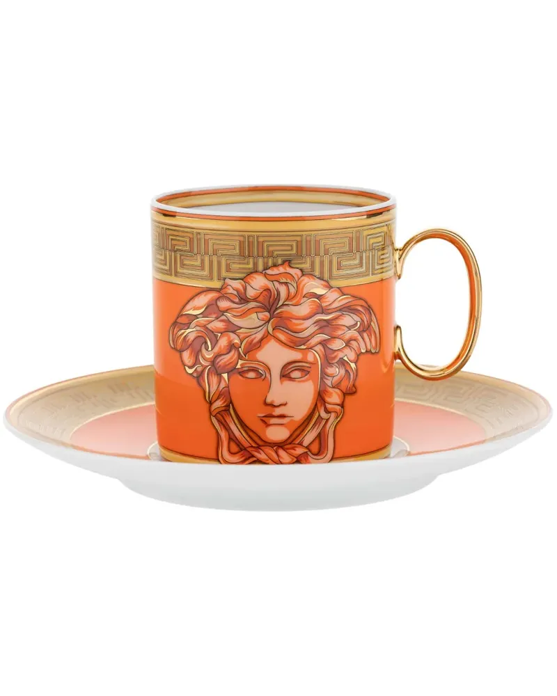 Versace Medusa Amplified Espressotasse mit Untersetzer - Orange Orange
