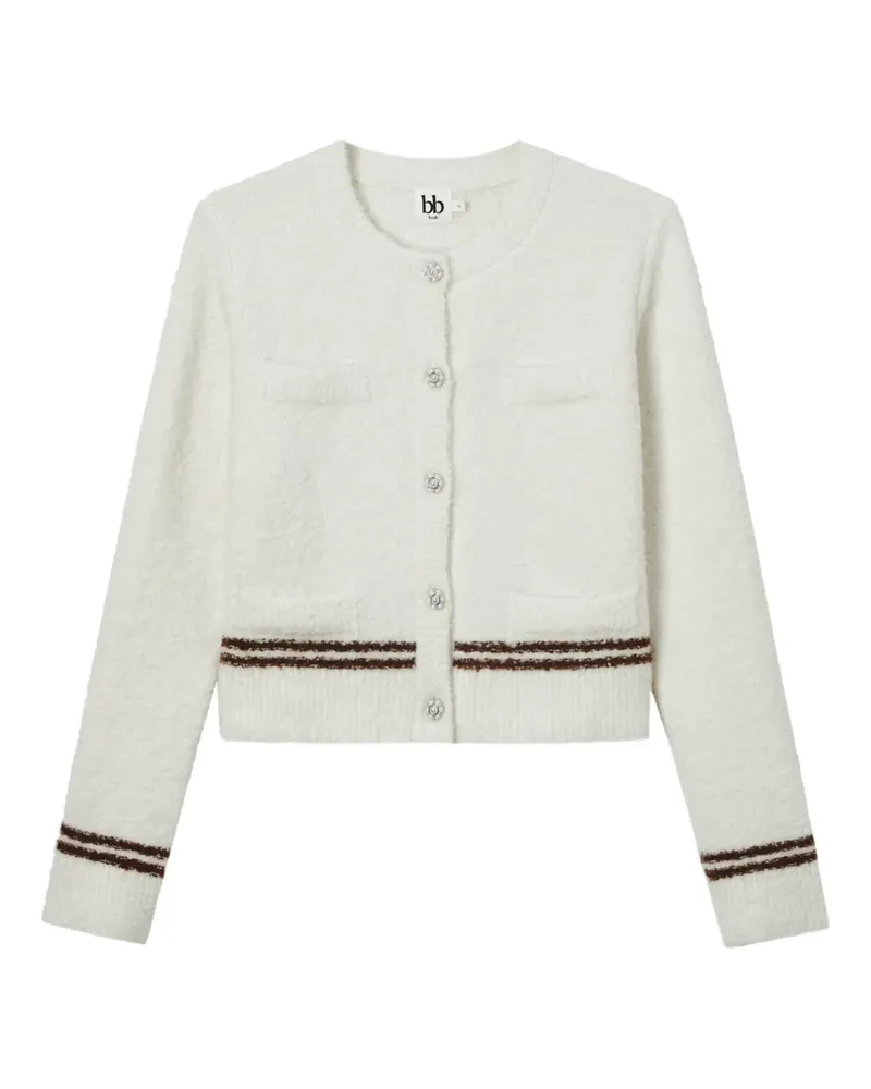 b+ab stripe-trim button-up cardigan - Nude Nude