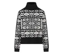 Gemusterter Nadin Rollkragenpullover - Schwarz