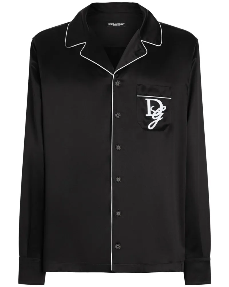 Dolce & Gabbana Hemd mit Logo-Stickerei - Schwarz Schwarz