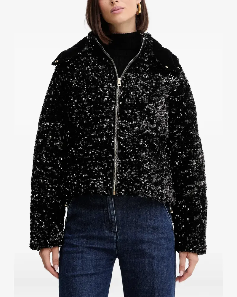 Fracomina sequin-embellished zip-fastening jacket - Schwarz Schwarz