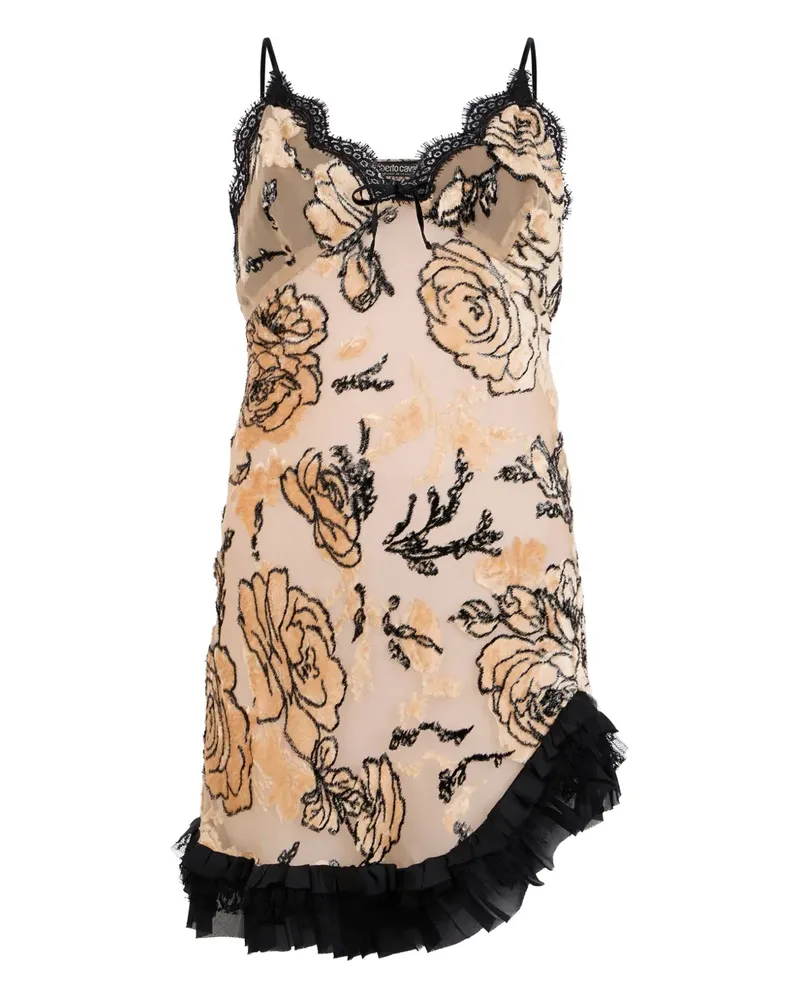 Roberto Cavalli Kleid mit Rosen-Print - Nude Nude