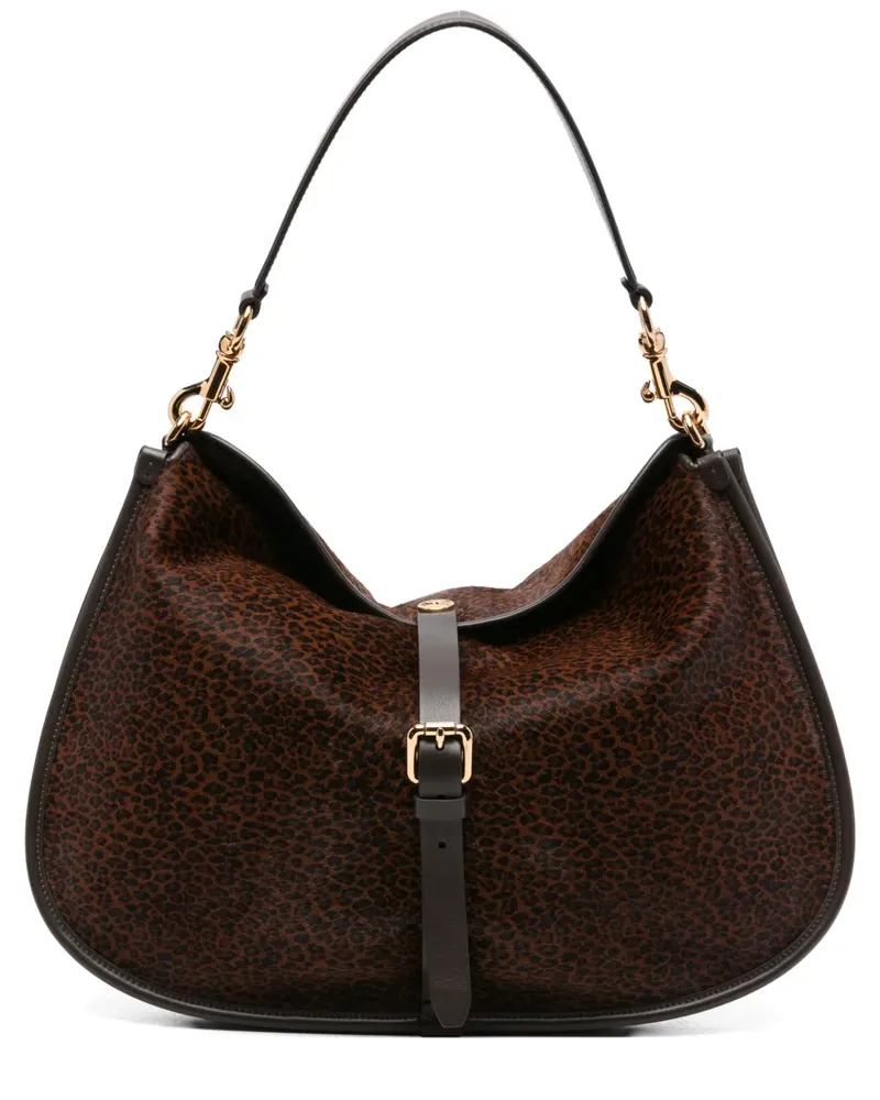 Etro Mittelgroße Schultertasche mit Leoparden-Print - Braun Braun