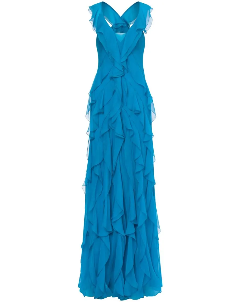 Alberta Ferretti Abendkleid mit Rüschen - Blau Blau