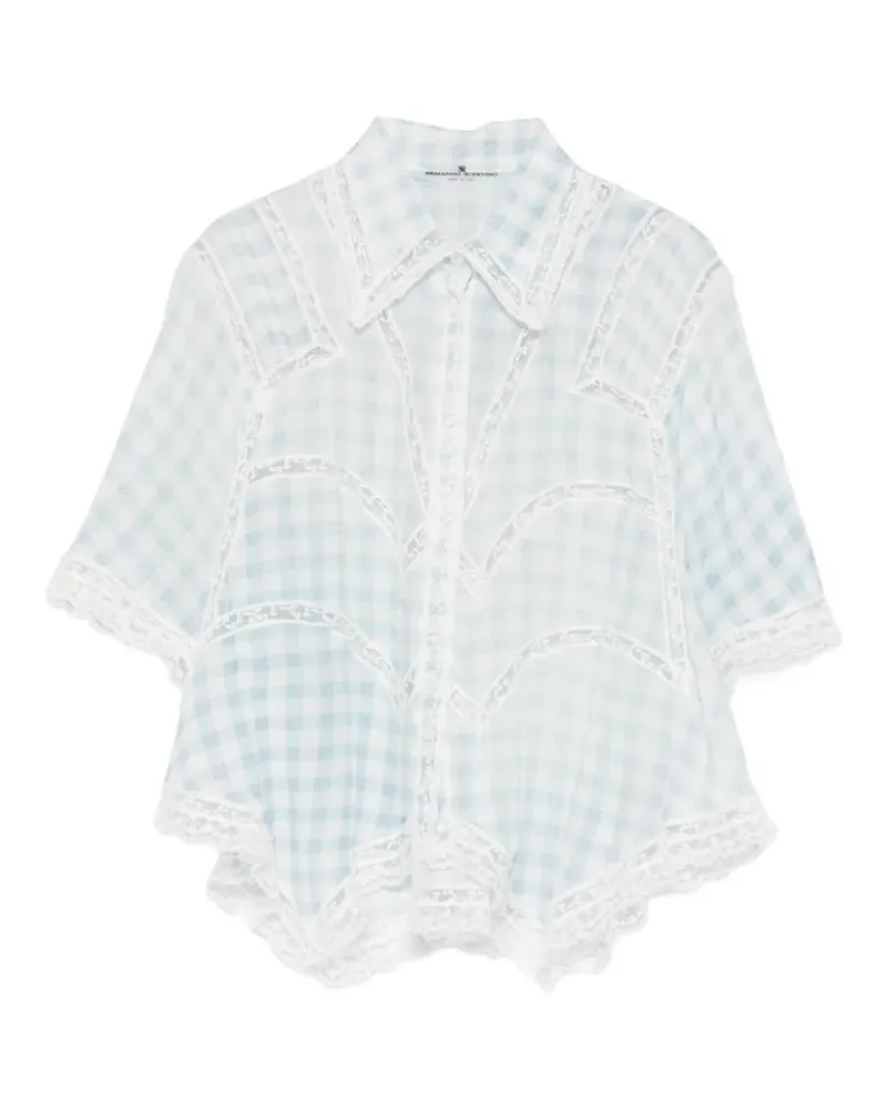 Ermanno Scervino check-pattern lace-trim shirt - Weiß Weiß
