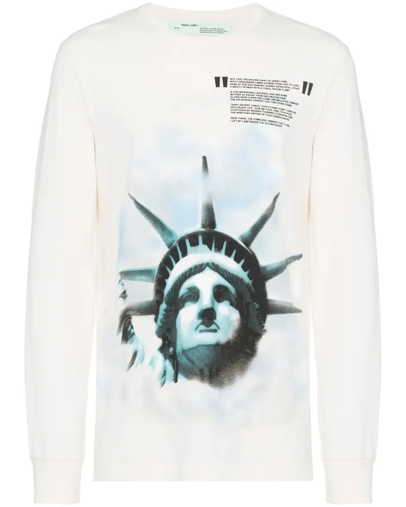 OFF-WHITE Langarmshirt mit Print - Weiß Weiß