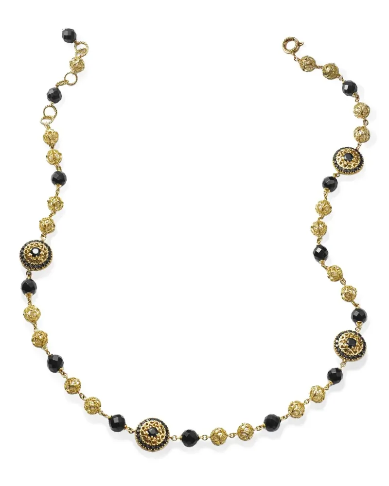 Dolce & Gabbana 18kt Siciliy Gelbgoldhalskette mit Jade und Saphir Gold