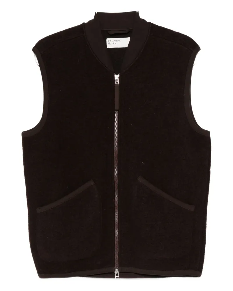 Universal Works zip wool gilet - Schwarz Schwarz