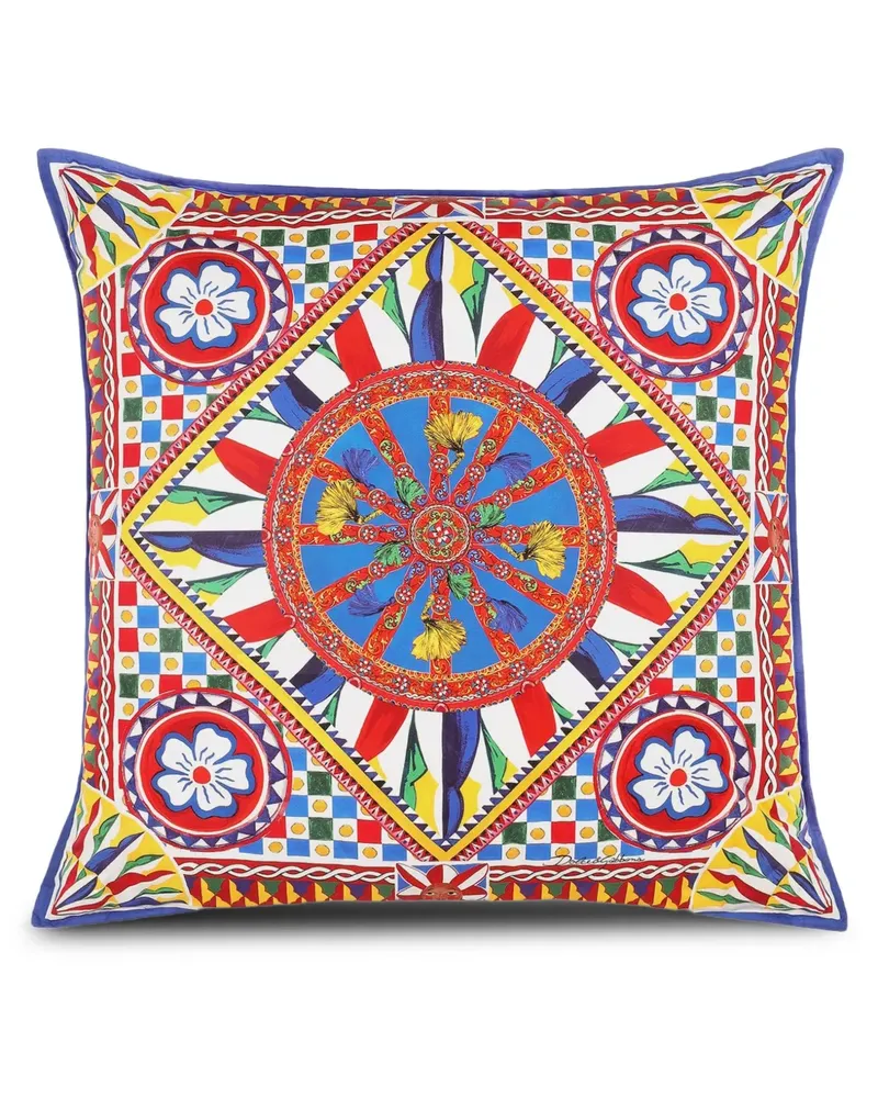Dolce & Gabbana Großes Kissen mit Muster (75cm x 75cm) - Weiß Weiß