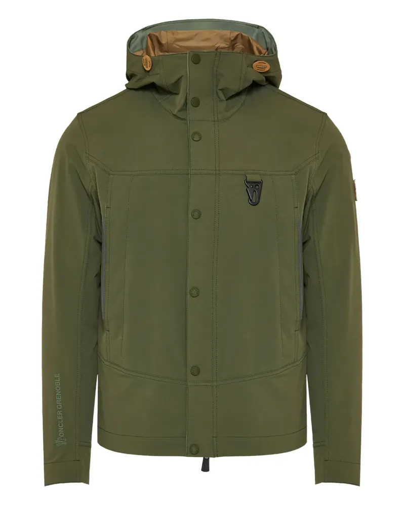Moncler Kapuzenjacke mit Logo-Patch - Grün Grün