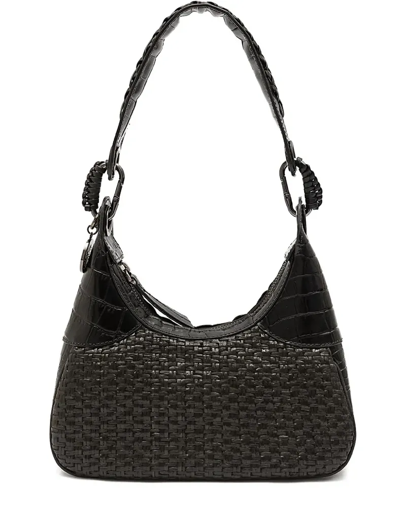 ISLA Gewebte Moon Schultertasche mit Kroko-Effekt - Schwarz Schwarz