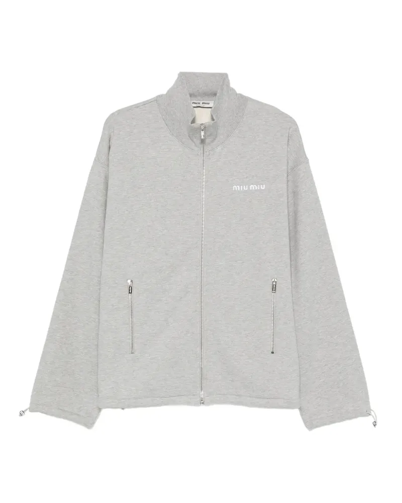 Miu Miu logo-embroidered zip-up sweatshirt - Grau Grau