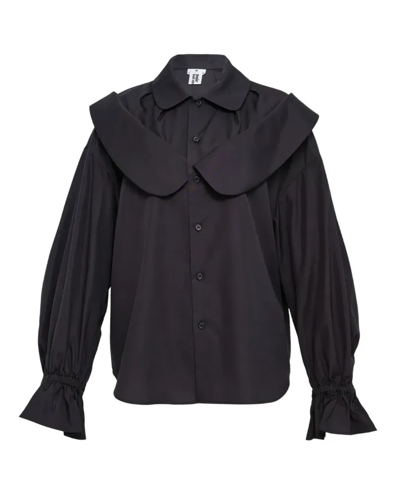 Noir Kei Ninomiya ruffled broad cotton top - Schwarz Schwarz