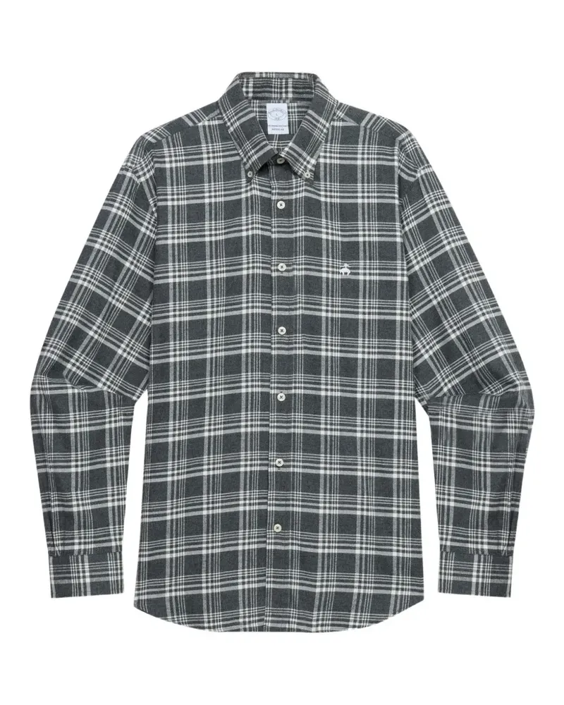 Brooks Brothers Seidenhemd mit Karomuster - Grau Grau