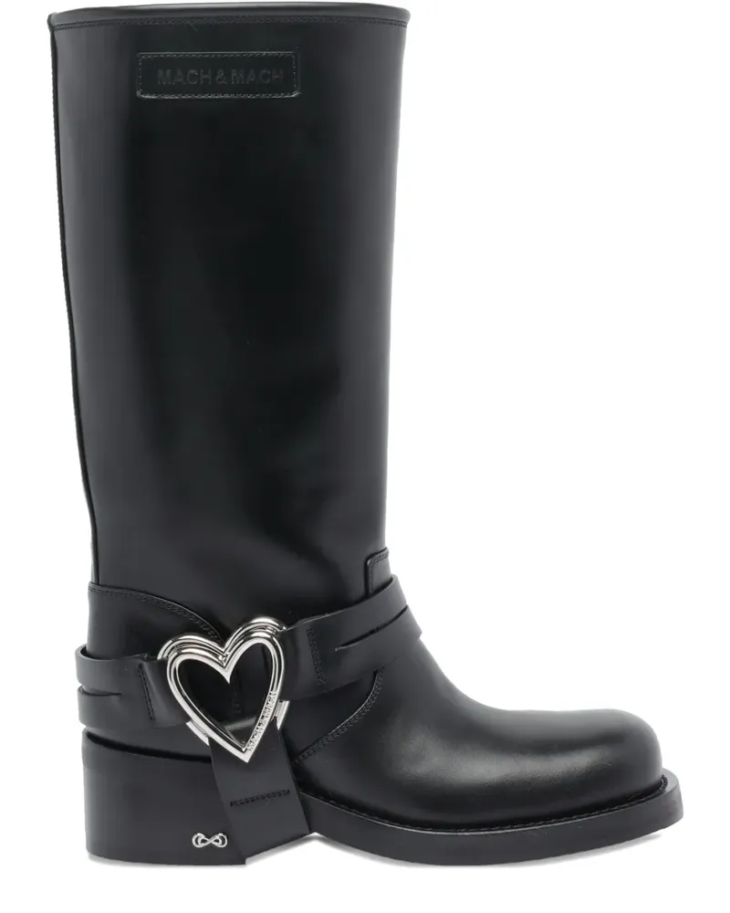 Mach & Mach 50mm Double Heart leather boots - Schwarz Schwarz