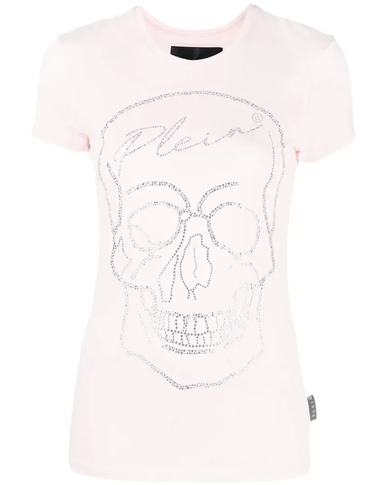 Philipp Plein T-Shirt mit Kristall-Totenkopf - Rosa Rosa