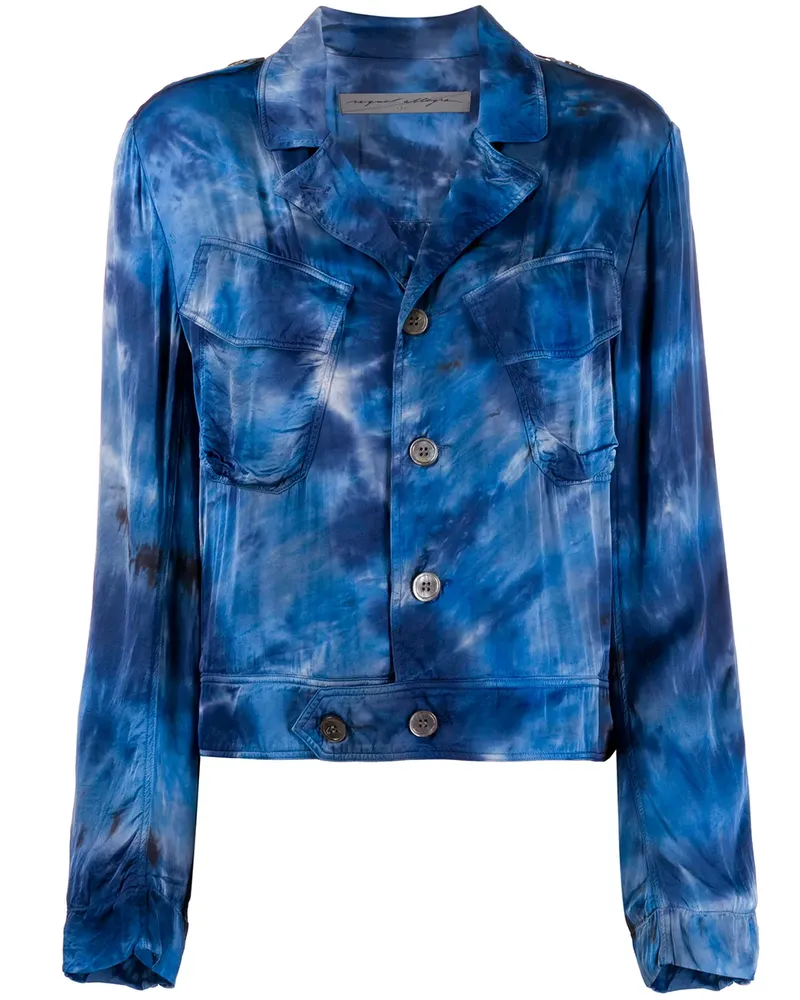 Raquel Allegra Jacke in Batikoptik - Blau Blau