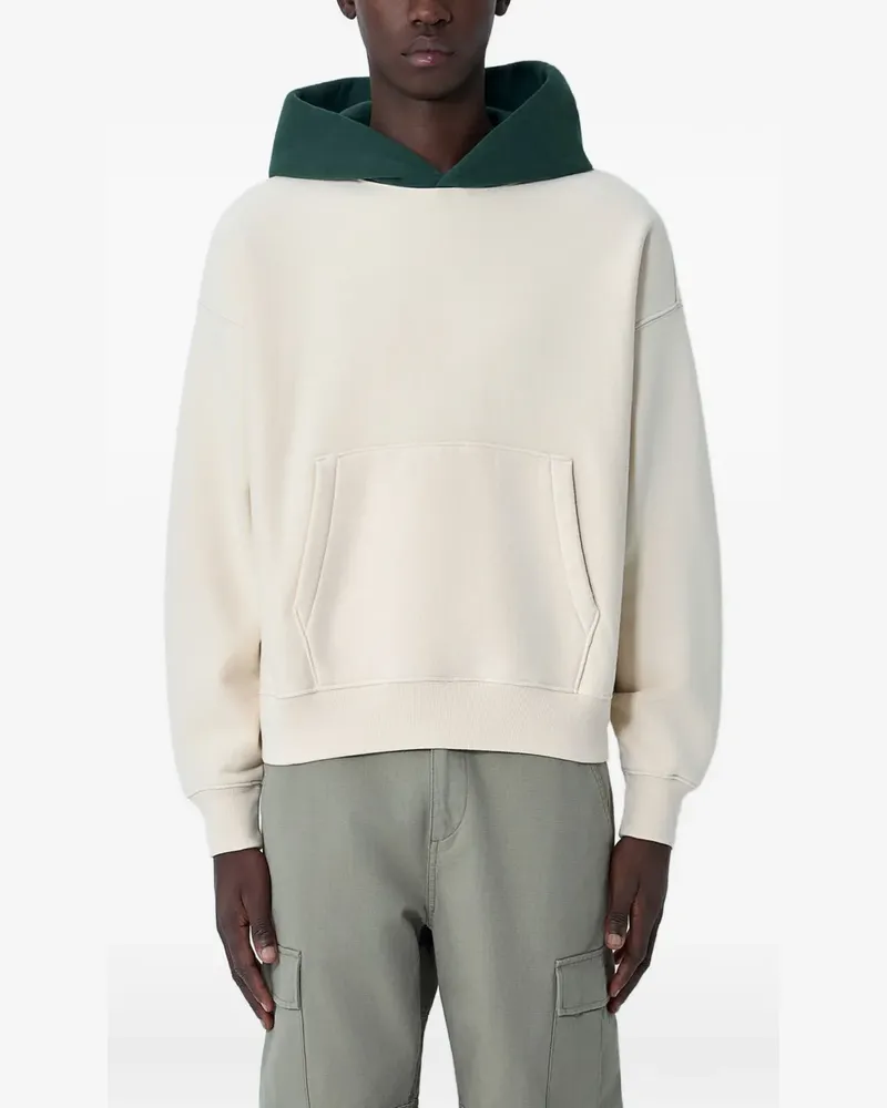 Stüssy logo-appliqué contrast-panel hoodie - Nude Nude