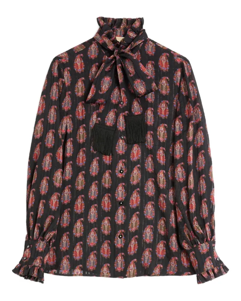 Valentino Garavani Bluse mit Fliege-Print - Schwarz Schwarz