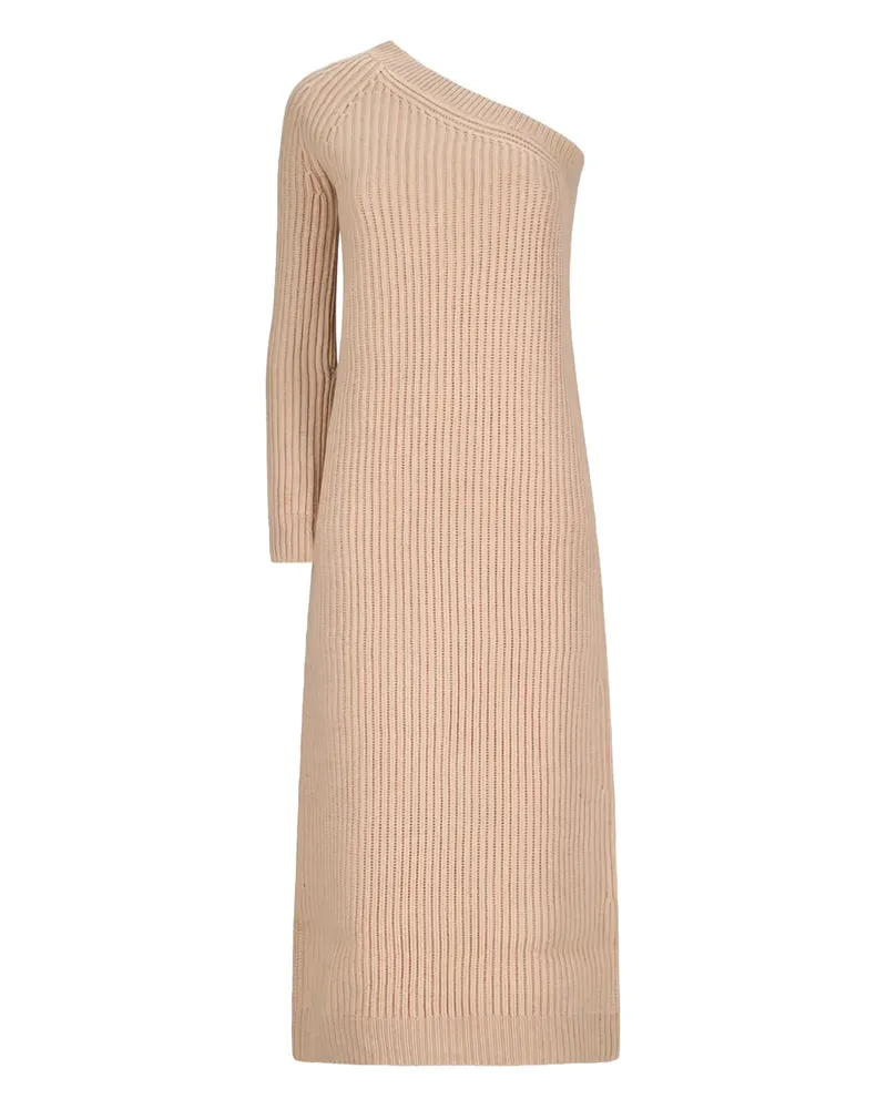 Max Mara Geripptes Monospalla One-Shoulder-Maxikleid - Nude Nude