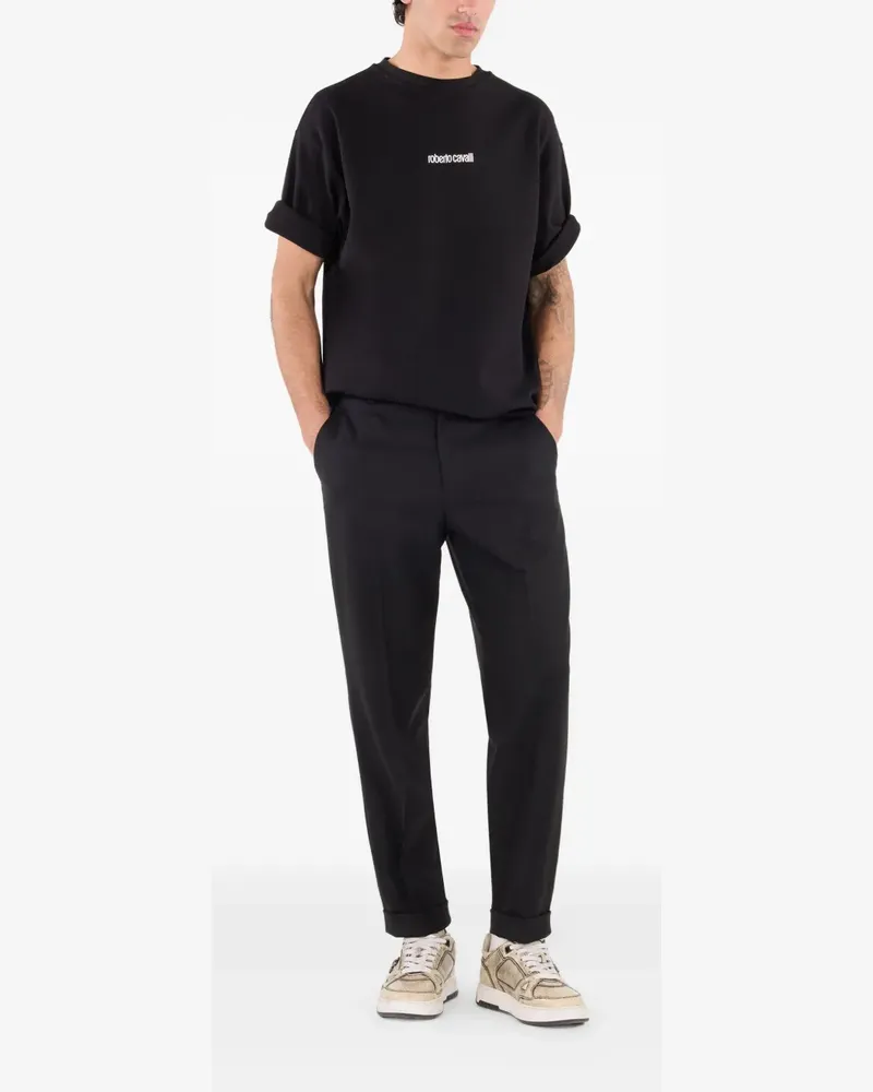 Roberto Cavalli T-Shirt mit Logo-Stickerei - Schwarz Schwarz