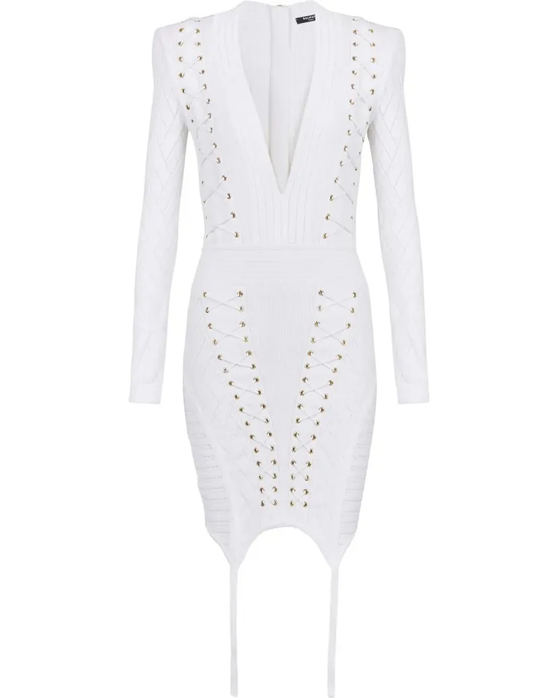 Balmain Strickkleid mit Schnürung - Weiß Weiß