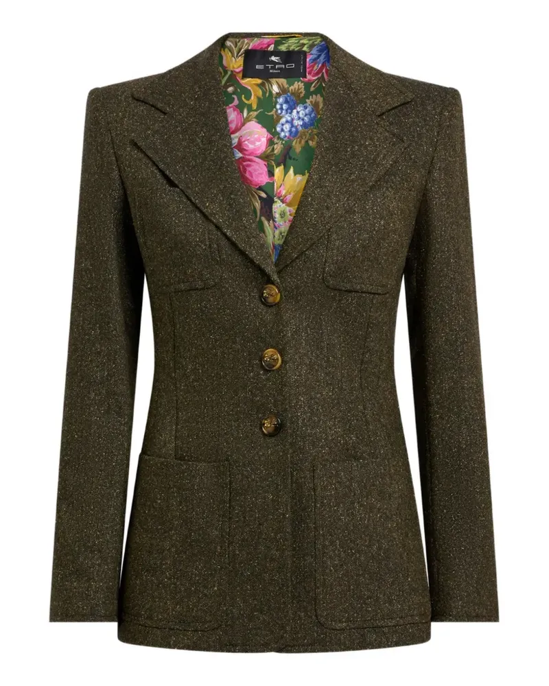 Etro Einreihige Jacquard-Jacke - Grün Grün