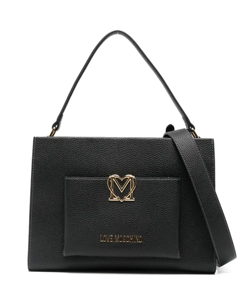 Moschino logo-plaque tote bag - Schwarz Schwarz