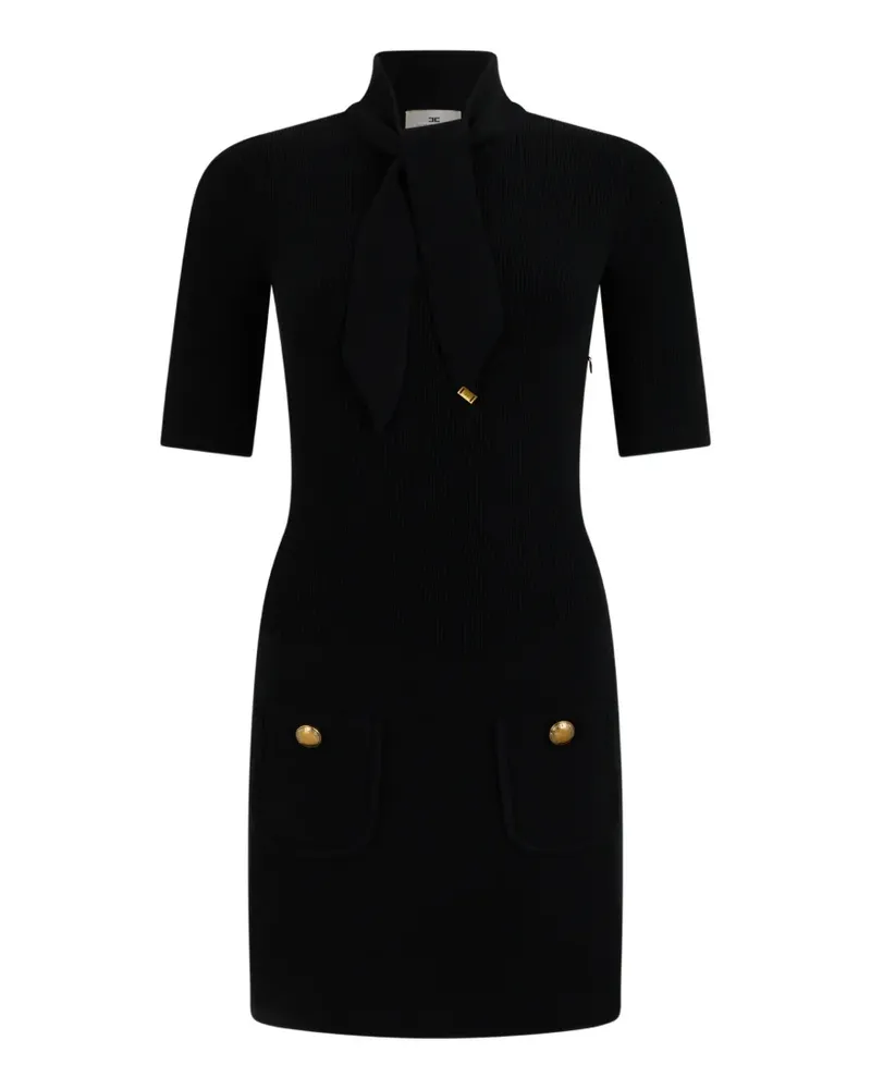 Elisabetta Franchi mini-dress in knit fabric with jewel buttons - Schwarz Schwarz