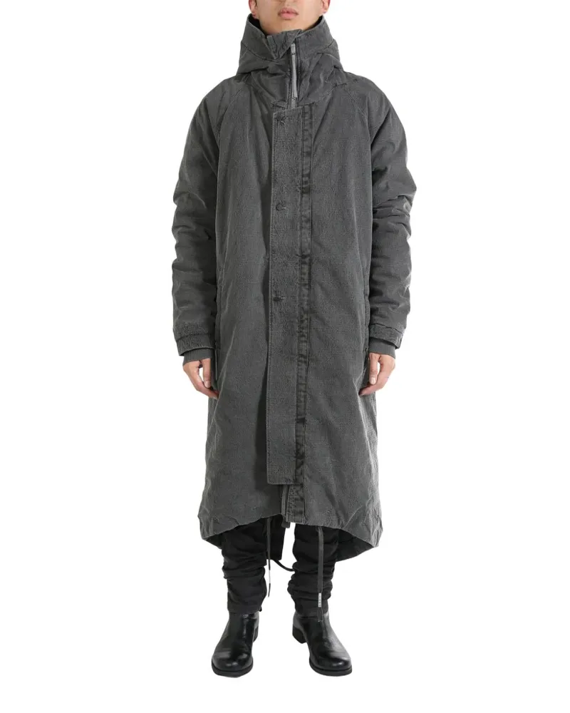 Boris Bidjan Saberi hooded fishtail parka Grau