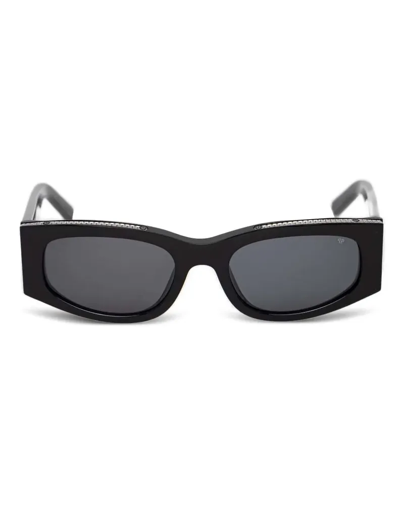 Philipp Plein Sonnenbrille mit eckigem Gestell - Schwarz Schwarz