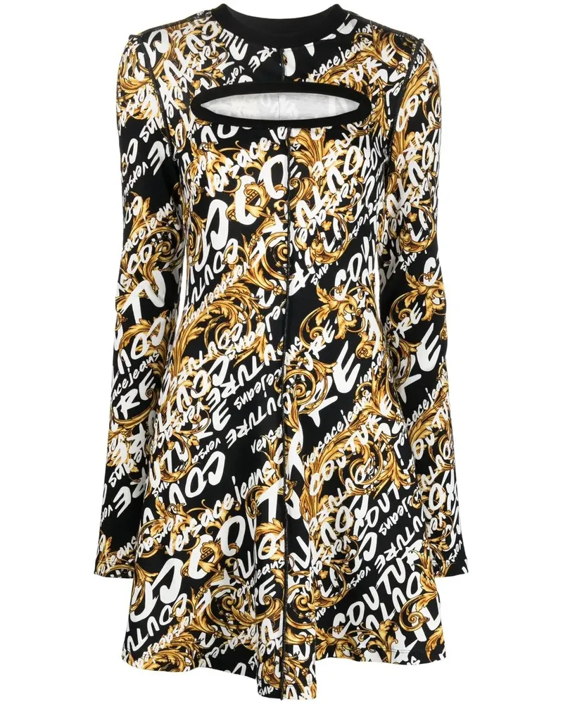Versace Jeans Minikleid mit Logo-Print Schwarz