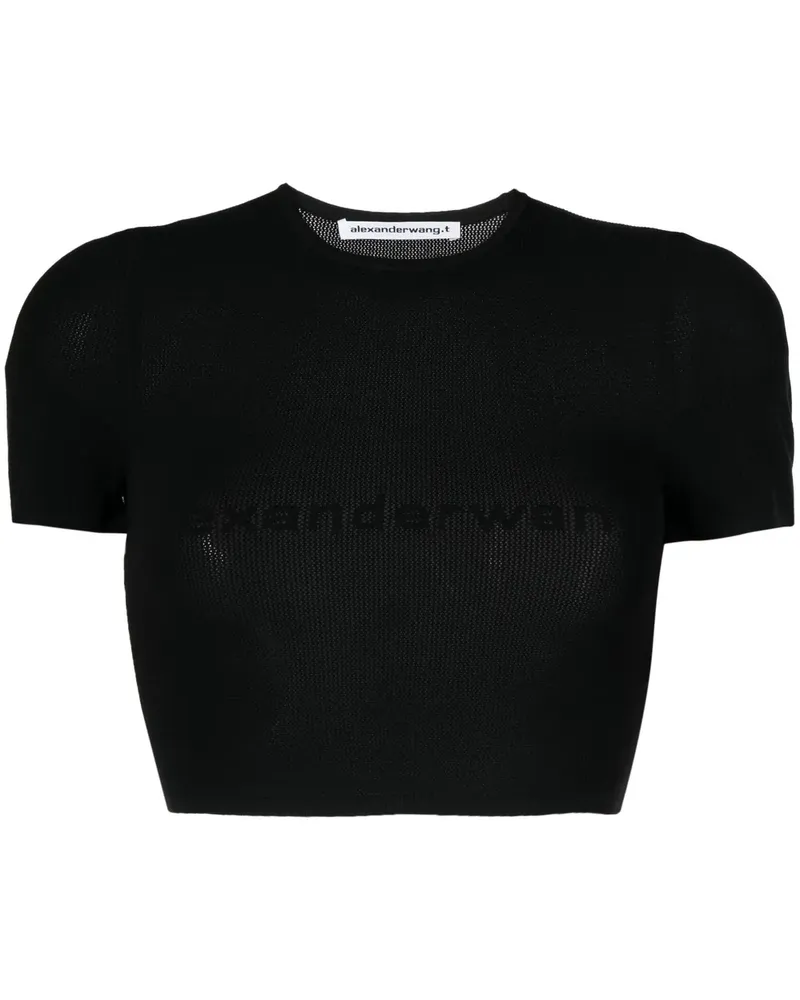 Alexander Wang Cropped-T-Shirt mit Logo - Blau Blau