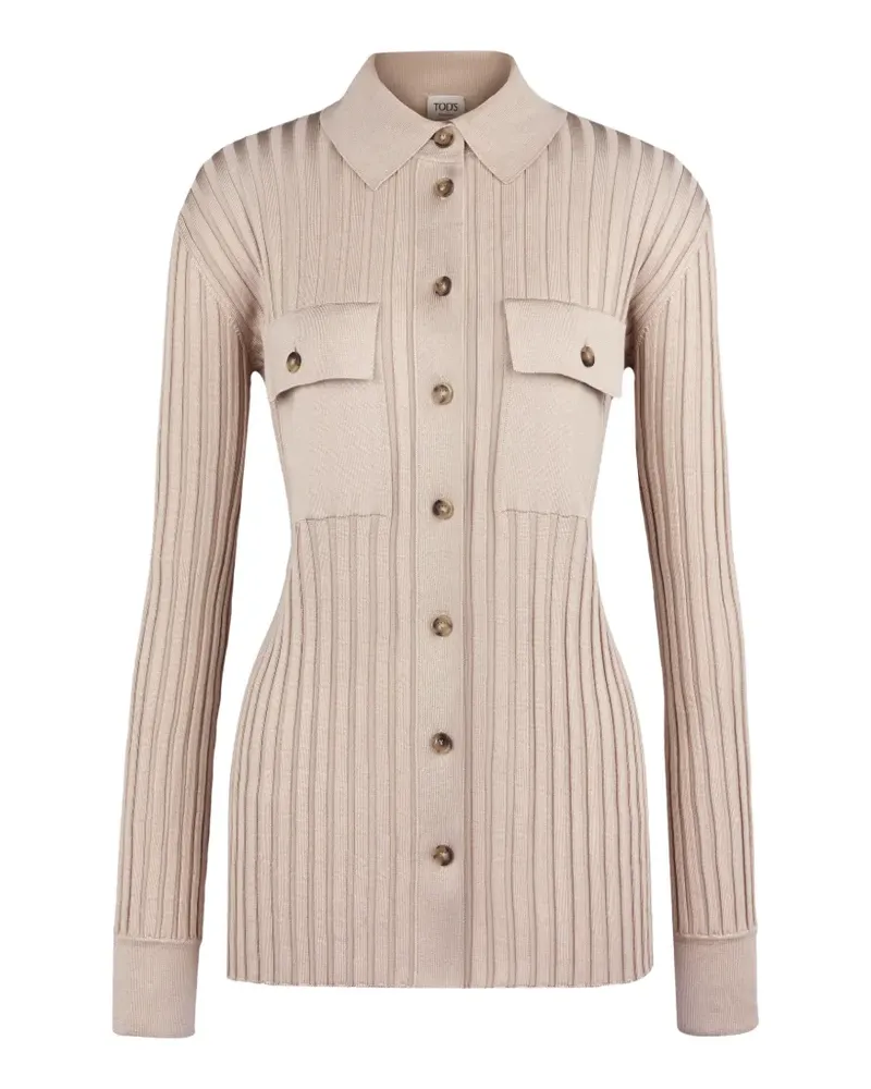 TOD'S Gerippter Cardigan mit Brusttasche - Nude Nude