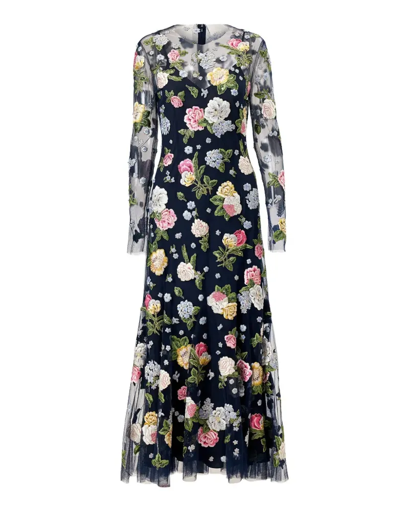 Carolina Herrera New York Maxikleid mit Blumenstickerei - Blau Blau