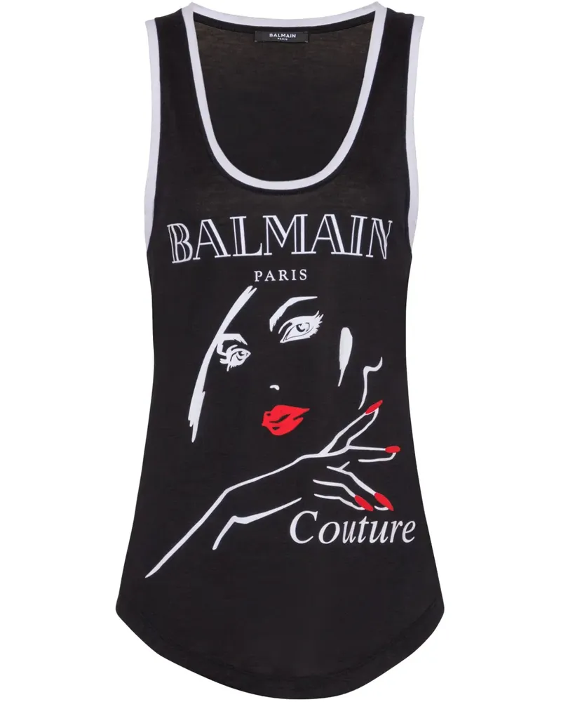 Balmain Tanktop mit grafischem Print - Schwarz Schwarz