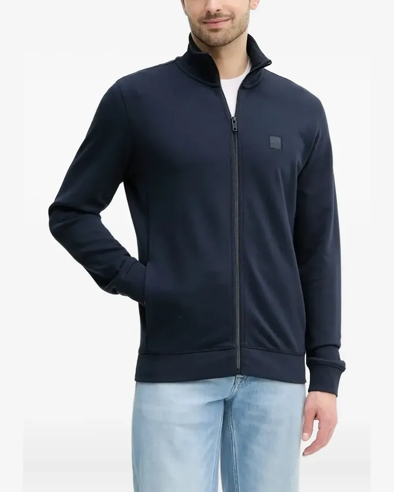 HUGO BOSS Sweatshirtjacke mit Logo-Applikation - Blau Blau