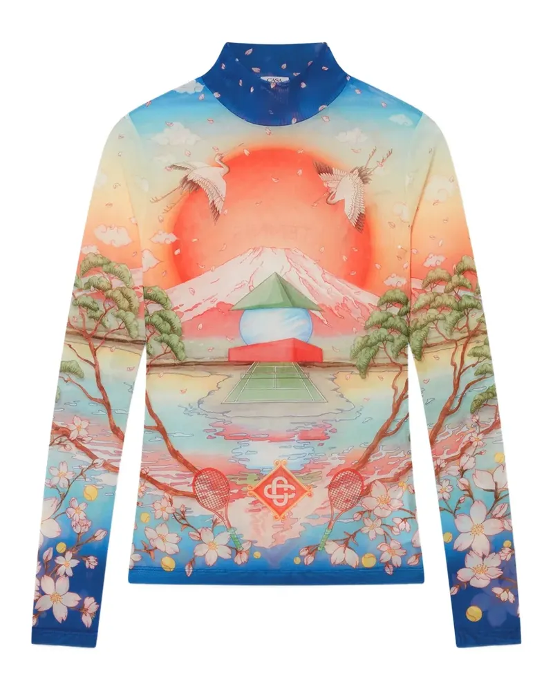 Casablanca Paris Langarmshirt mit grafischem Print - Blau Blau