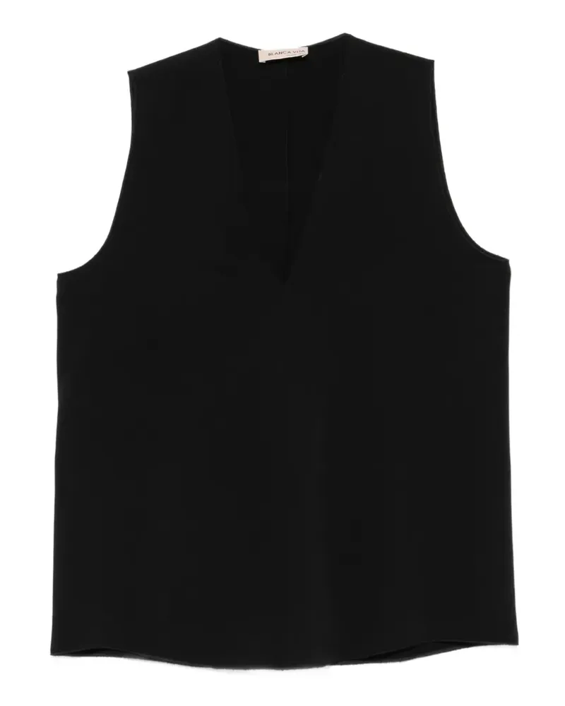 Blanca V-neck sleeveless blouse - Schwarz Schwarz
