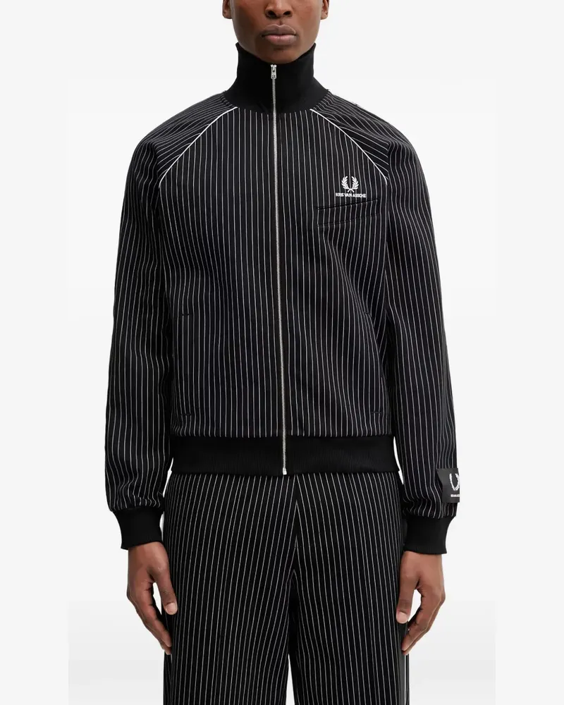 Fred Perry pinstripe-pattern track jacket - Schwarz Schwarz