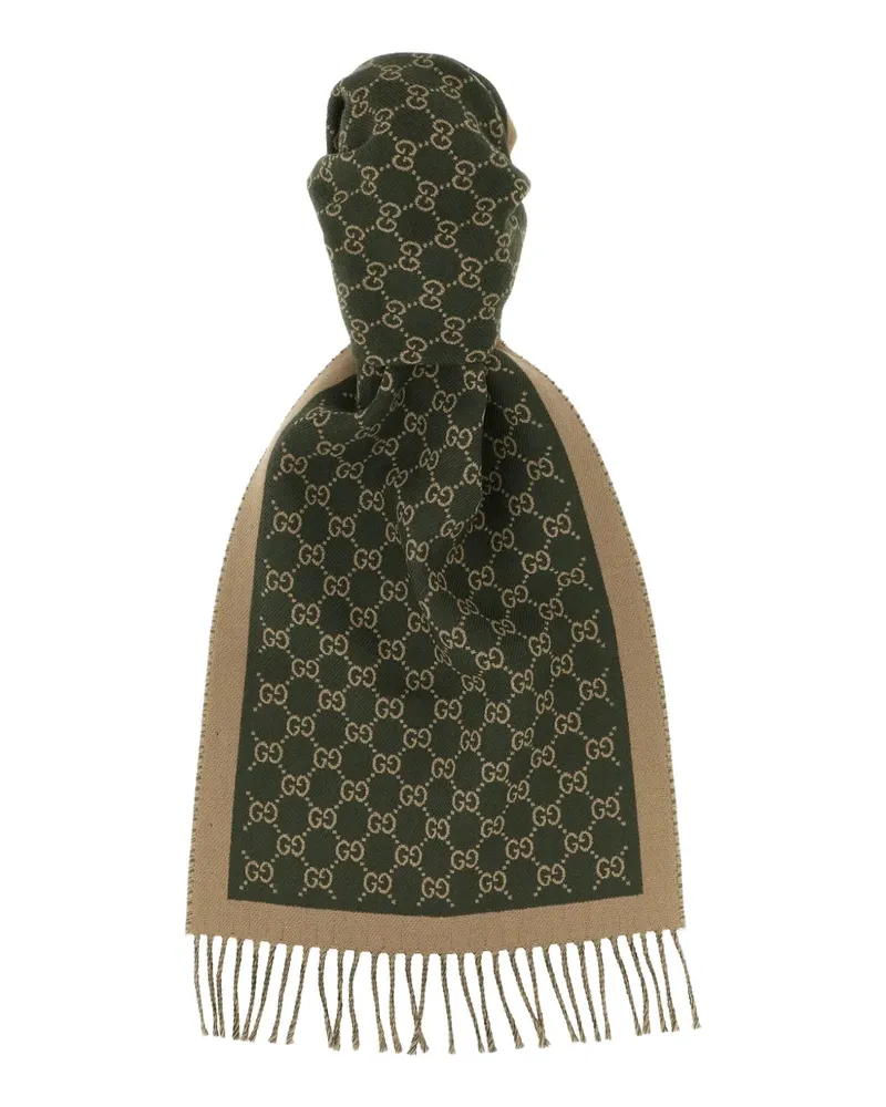 Gucci Jacquard-Schal mit Fransen - Grün Grün
