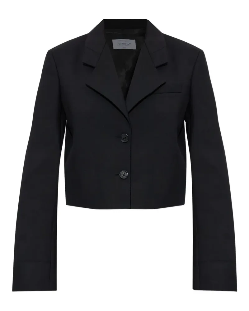 OFF-WHITE logo-print cropped blazer - Schwarz Schwarz