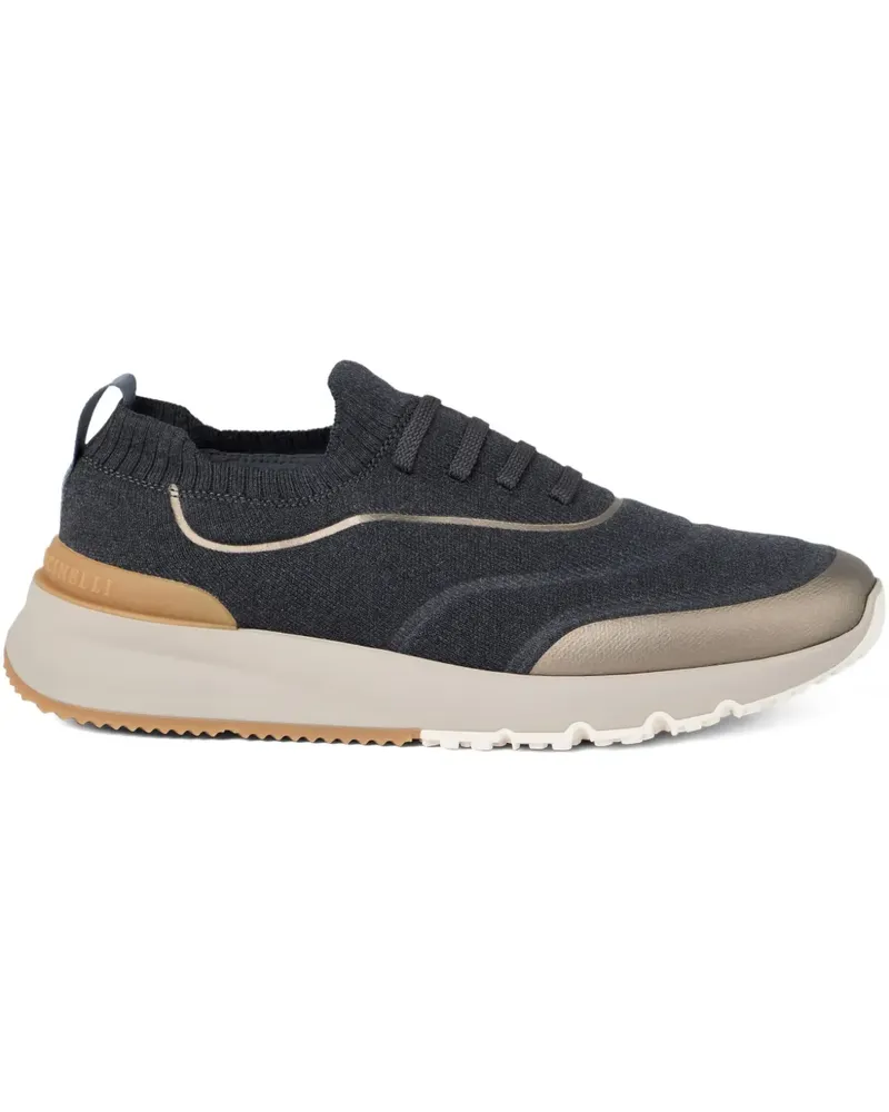 Brunello Cucinelli Slip-On-Sneakers in Strickoptik - Schwarz Schwarz