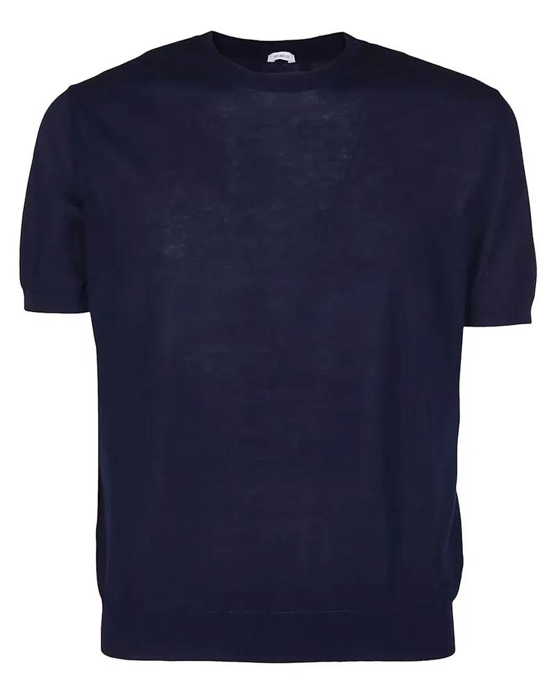 Malo Fein gestricktes T-Shirt - Blau Blau
