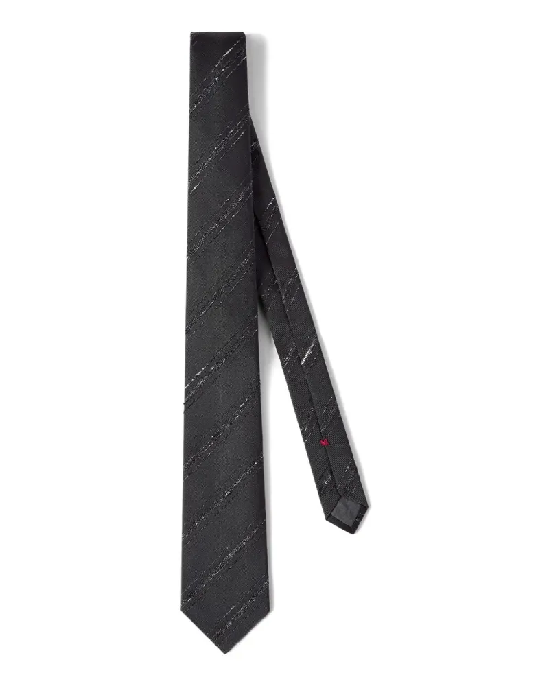 Brunello Cucinelli Krawatte aus Seide und Baumwolle mit Streifen - Schwarz Schwarz