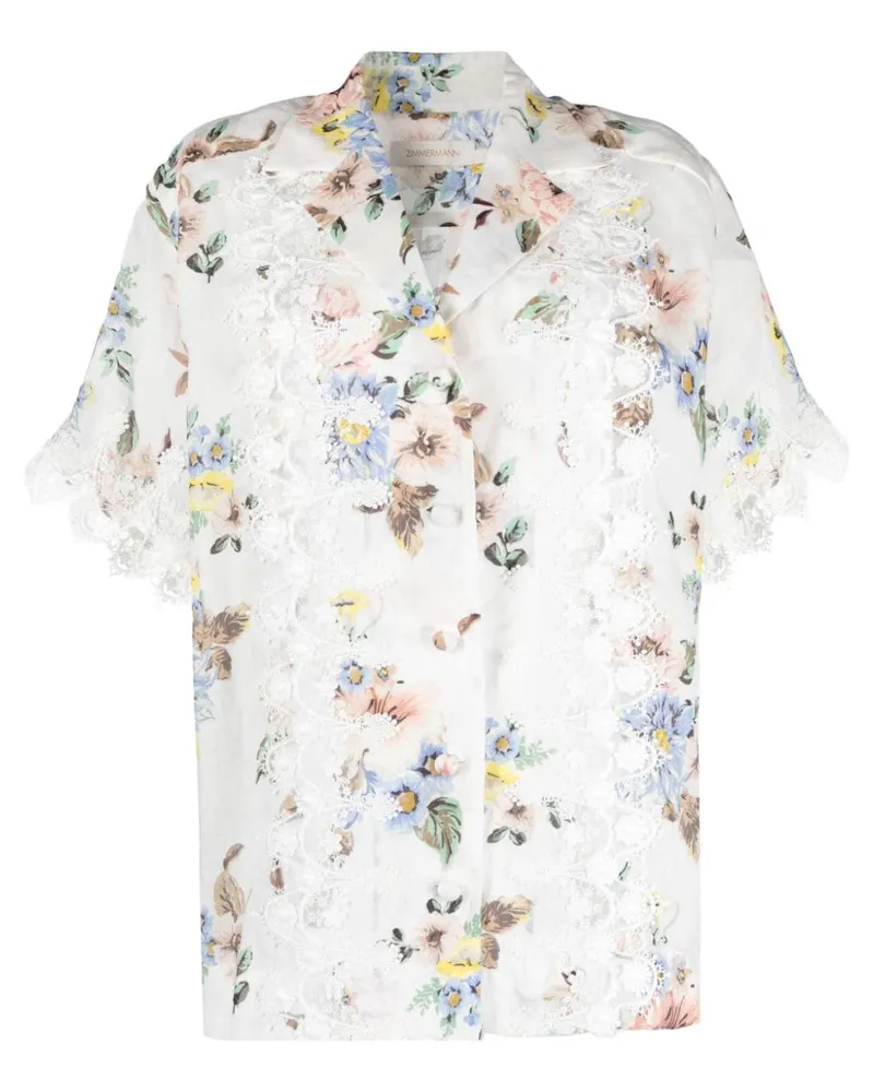 Zimmermann T-Shirt mit Spitzenbesatz - Weiß Weiß