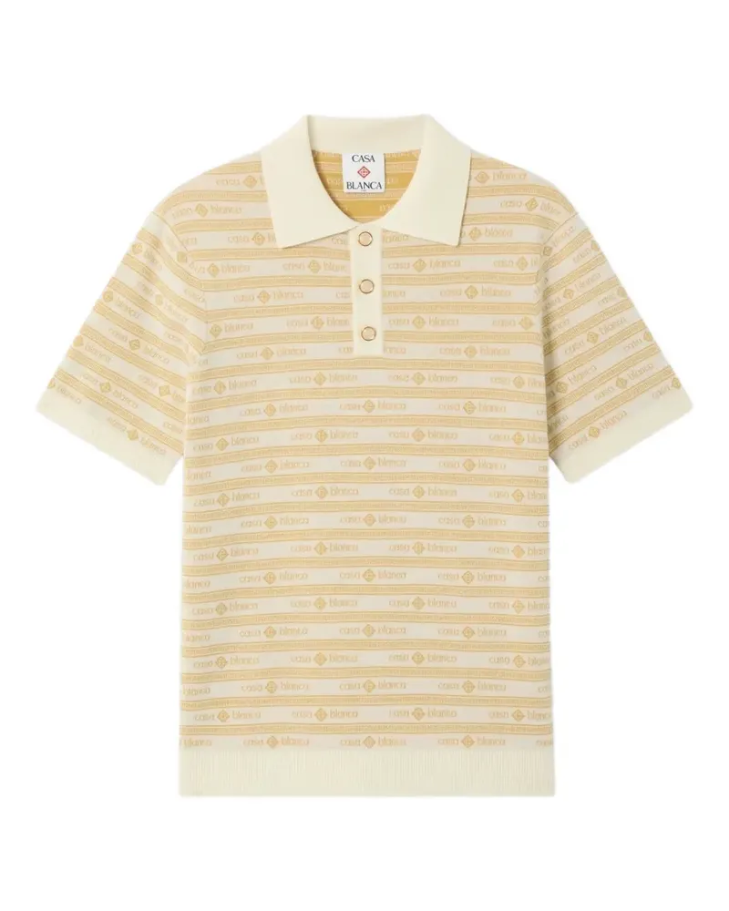 Casablanca Paris logo-print wool polo shirt - Nude Nude