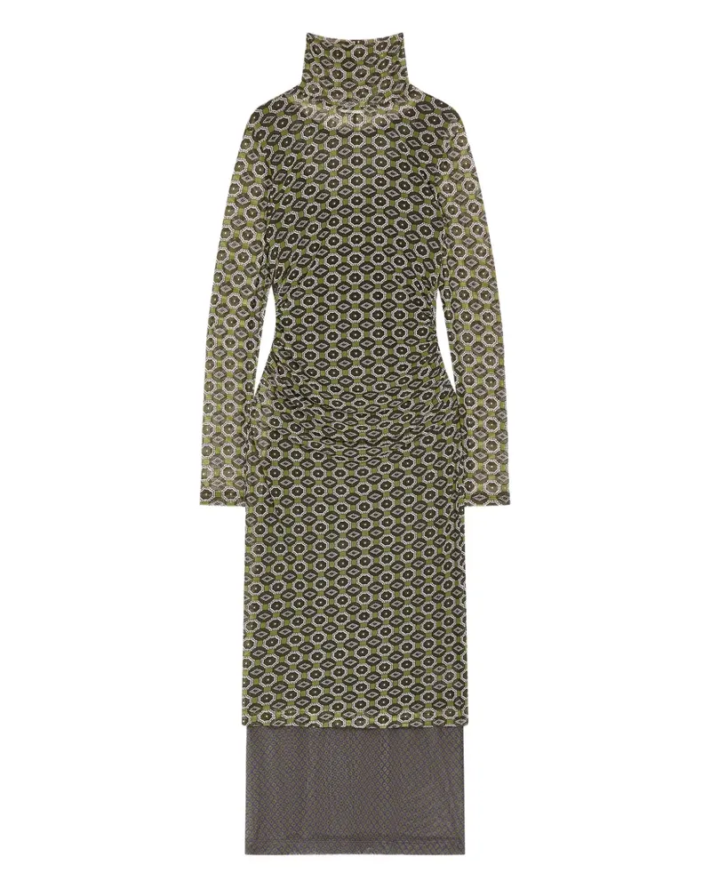 Dries van Noten Rollkragenkleid mit Print - Grün Grün